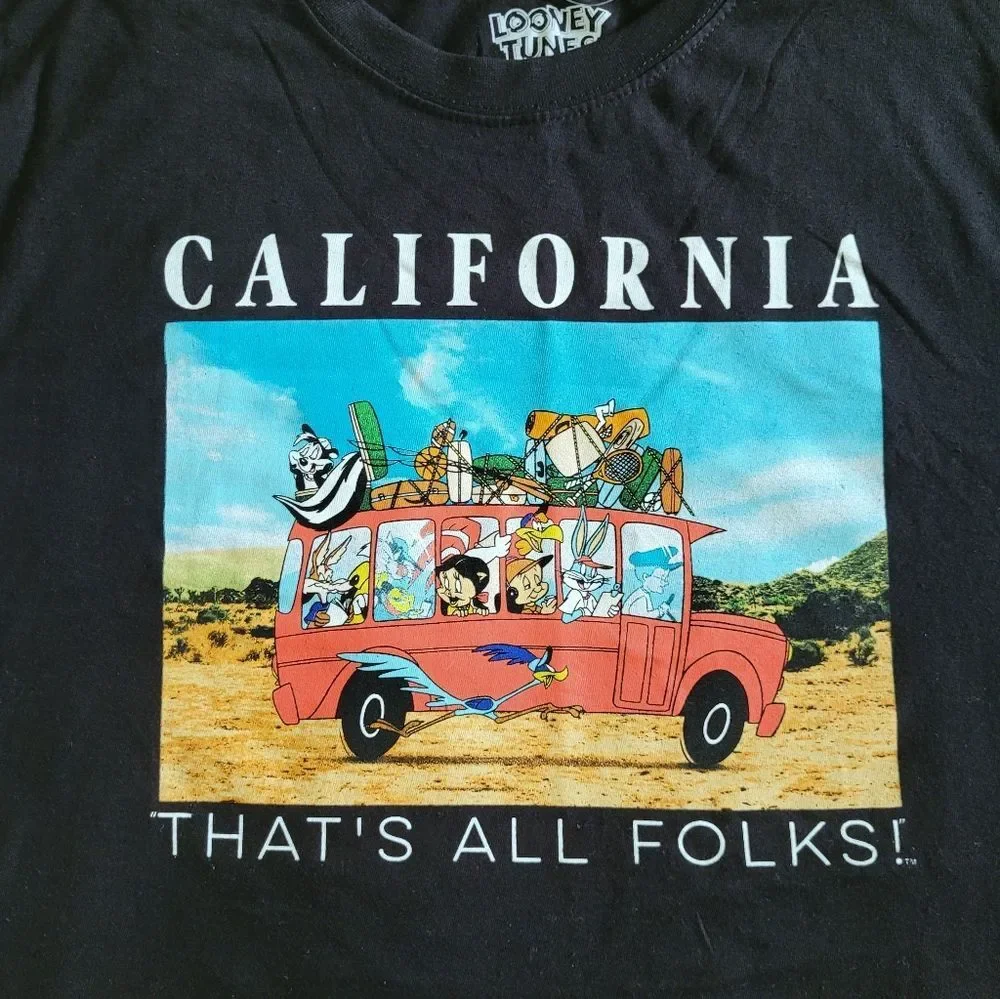 Looney Tunes "California That's All Folks!" Cropped Graphic Tee👕 - NWT - Picture 3 of 9